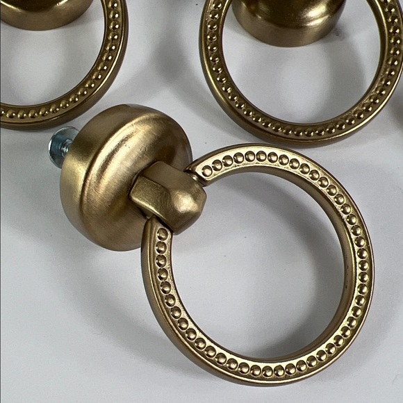 Cabinter Drawer Knobs Metal Ring Pulls Gold Champagne Bronze Hardware Set of 25 - Picture 1 of 8